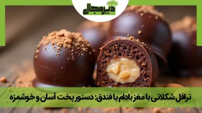 عکس ترافل شکلاتی مغزدار با روکش کاکائویی تلخ