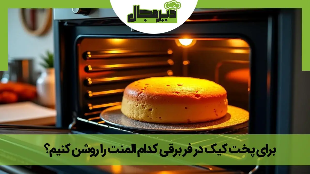 تصویر کیک درون فر برقی با المنت های روشن