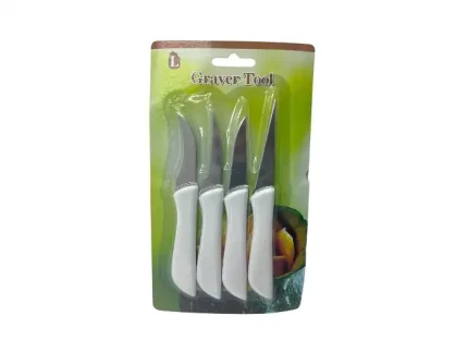 چاقو میوه آرایی و سفره ارایی 4 عددی ارزان و با کیفیت مناسب حکاکی