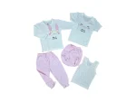 ست نوزادی 5 تکه بیبی ست مدل گوشدار صورتی شلوار بلوز تیشرت شورت زیرپوش