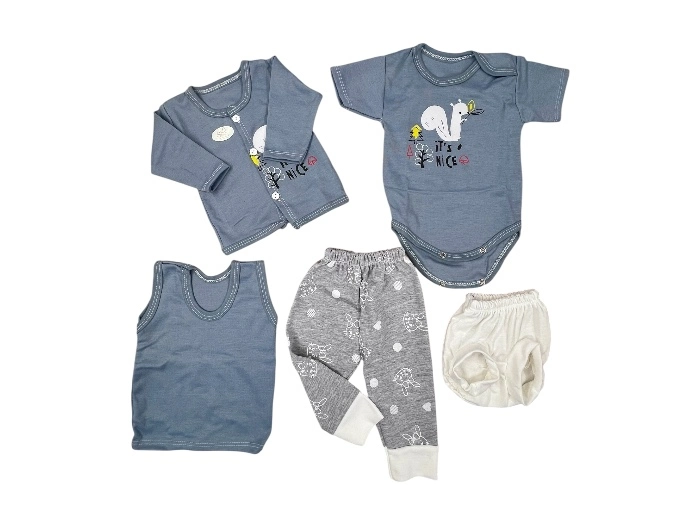 ست ۵ تکه لباس نوزاد آریانا رنگ طوسی