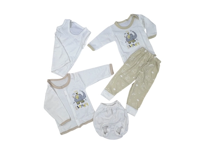 ست ۵ تکه لباس نوزاد آریانا رنگ کرمی