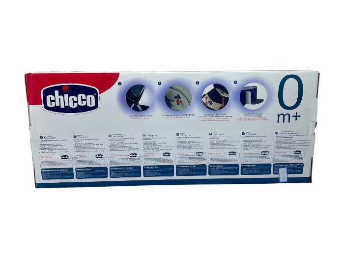 جعبه و مشخصات ساک حمل نوزاد چیکو مدل Sacca Transporter رنگ طوسی روشن تحمل وزن تا 9 کیلو جنس برزنتی