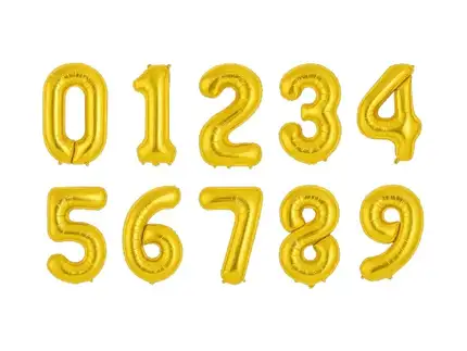 بادکنک عددی فویلی رنگ طلایی سایز بزرگ 32 اینج عدد 0 1 2 3 4 5 6 7 8 9