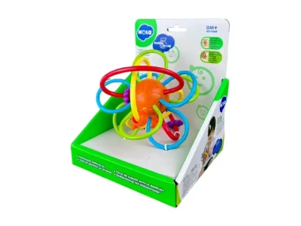 جغجغه کهکشانی بسته بندی رنگ نارنجی و زرد و ابی و قرمز نوزاد و کودک