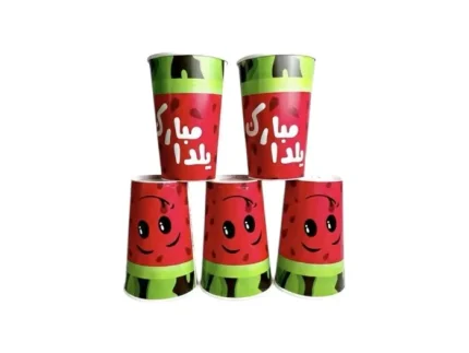 سطل یلدایی مناسب انار پاپ کورن شکلات میوه اجیل طرح هندوانه