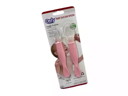 قاشق دوتایی سیلیکونی صورتی اونلی بی بی