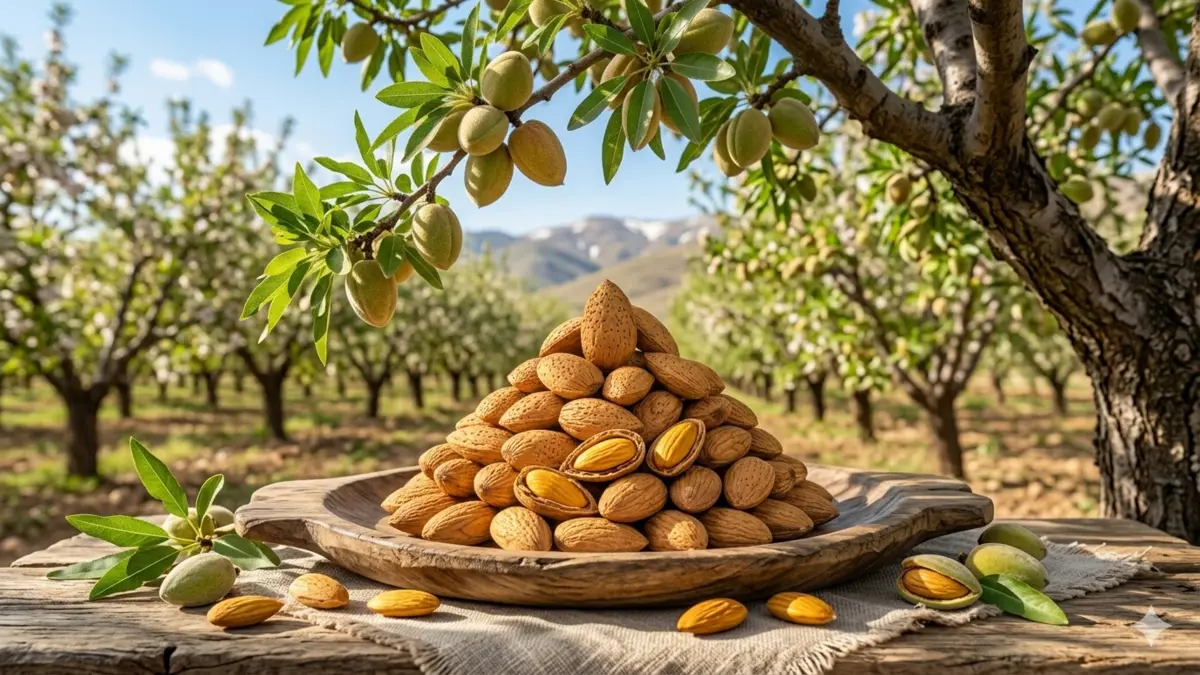 تصویر بادام درختی تازه مامایی در باغات سامان شهرکرد استان چهارمحال و بختیاری